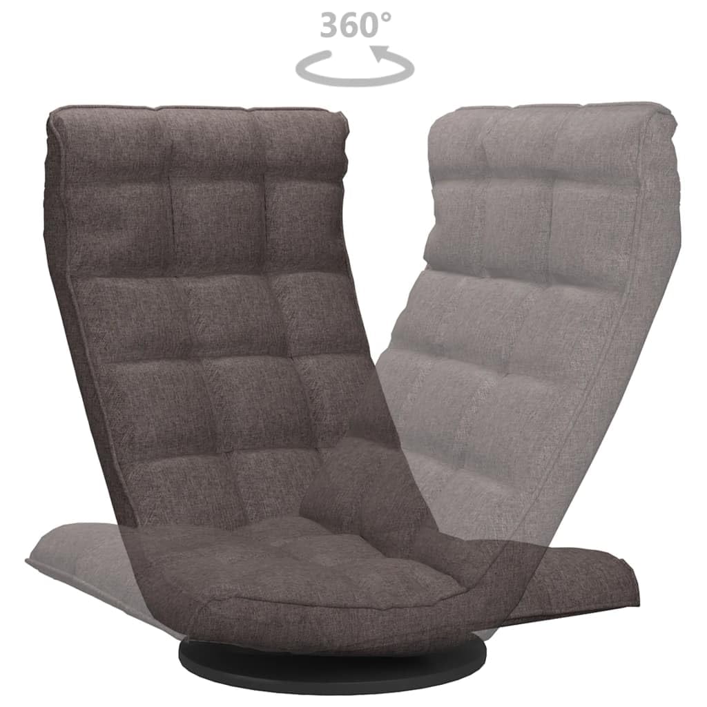 Bodenstuhl Drehbar Taupe Stoff gepolstert mit verstellbarer Rückenlehne und Armlehne, klappbar und platzsparend, ergonomischer Bodensessel für Gaming, Yoga, Meditation