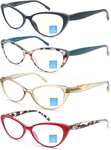 MODFANS Lentes de lectura para mujer, bloqueo de luz azul, bisagras de resorte, antideslumbrante, fatiga ocular UV, anteojos de computadora
