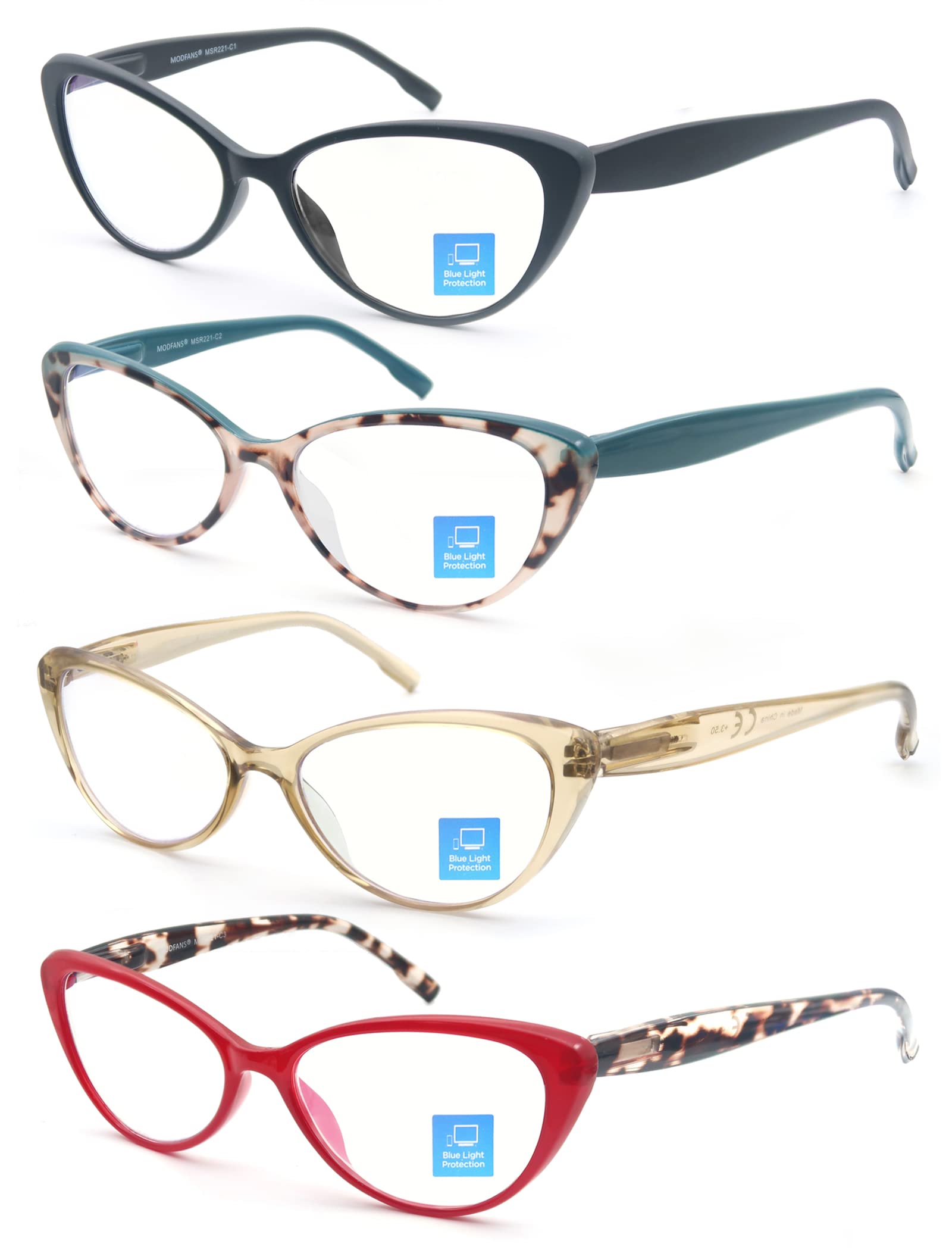 MODFANS Blue Light Reading Glasses for Women 1.5 Ladies Readers Spring Hinges,Anti Glare UV Eyestrain,Computer Eyeglasses Women