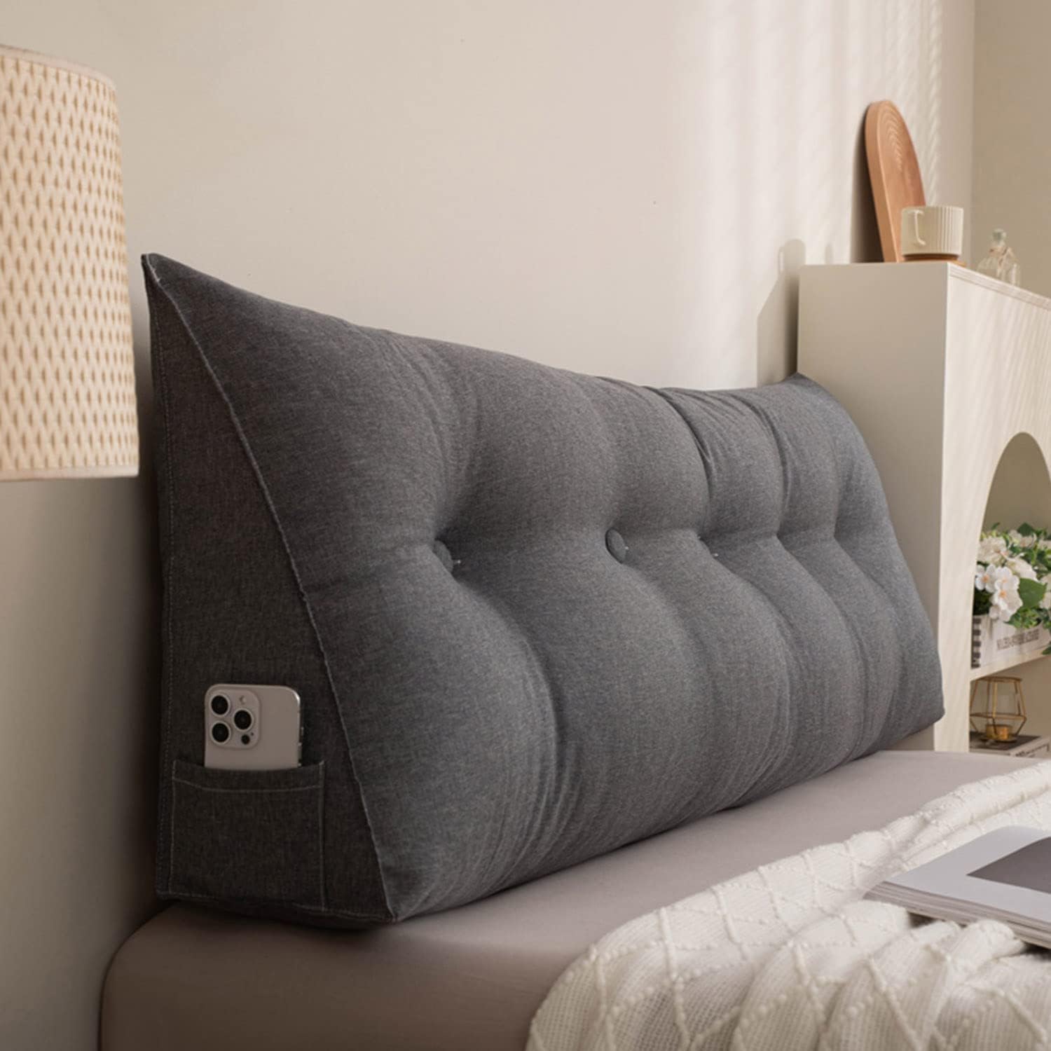 aeTHEric Wedge Pillow Triangular Headboard Pillow,Body Throw Pillows Bed Backrest Reading Bolster for Queen Size Bed (59 x 8 x 20 inch)-image-17