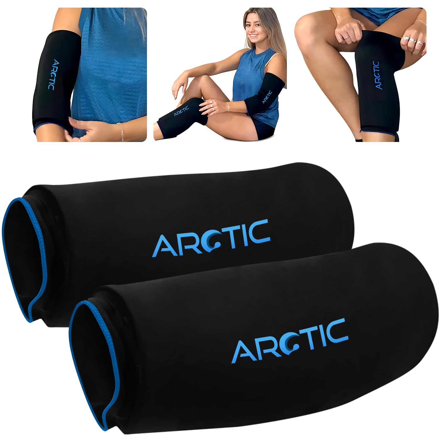 Two Pack - Cold Therapy Compression Ice Sleeve, Knee Ice Pack Wrap for Injuries, Elbow, Quad & Hamstring Relief, Flexible & Reusable Cold Wrap Recovery for Meniscus, ACL, MCL, Ice & Heat Therapy Small