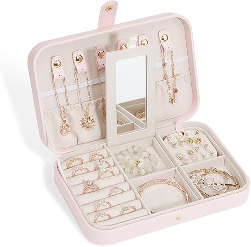 V-LAFUY Organizador de viaje de joyería, joyero de viaje, organizador de joyas de viaje, cajas de joyería de viaje para mujeres, joyero portátil de