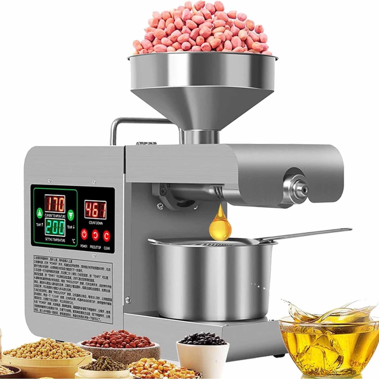 Extractor de aceite automático comercial, máquina de prensa de aceite de 820 W para semillas de maíz, coco, cacahuete, girasol, acero inoxidable para el hogar, comercial