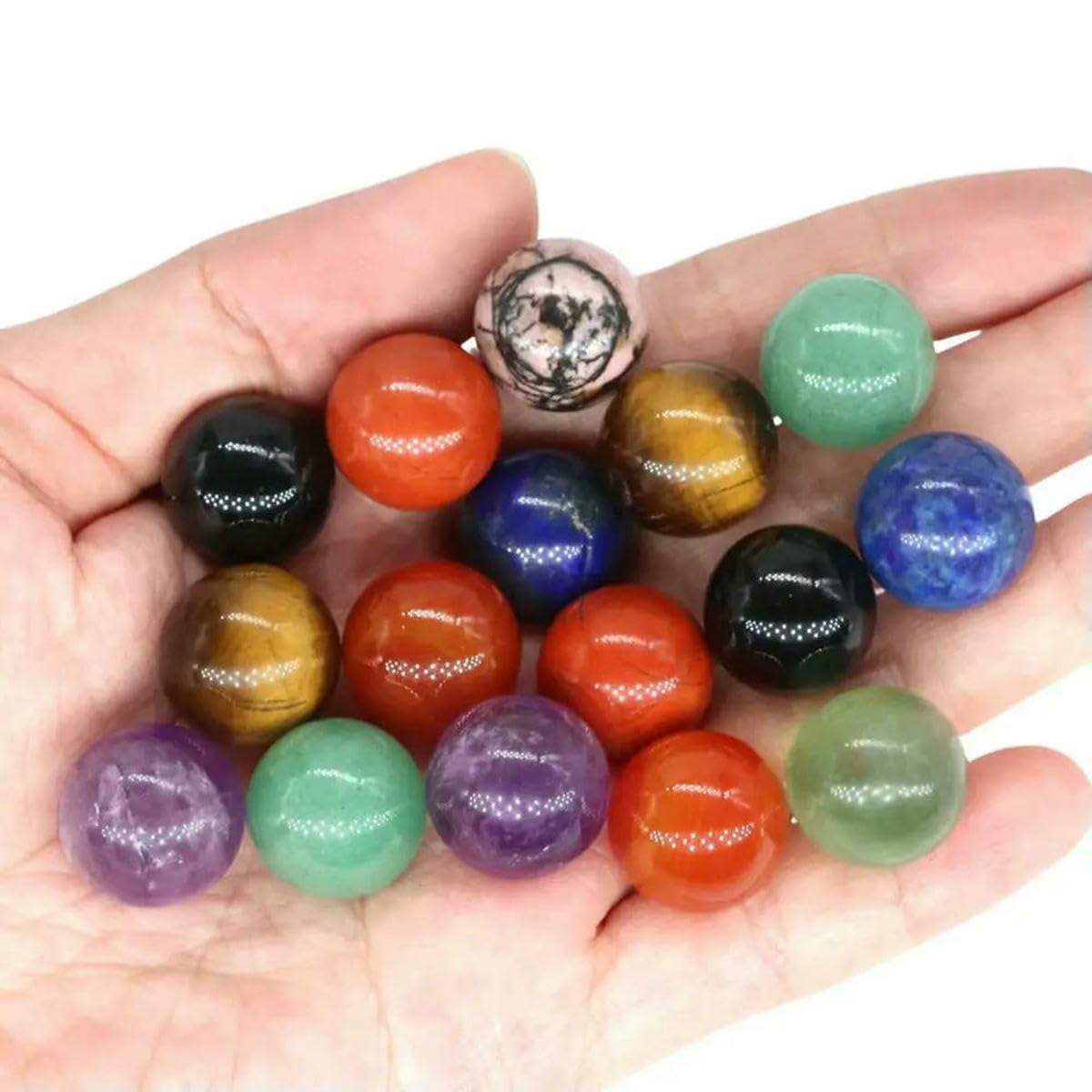 16 mm Mini-Kristallkugel, Naturstein, Kugel, Heimdekoration, Taschen-Edelstein, Reiki-Heilquarz, Amethyst, runde Perle, Mineralprobe, Rosenquarz, 50 Stück