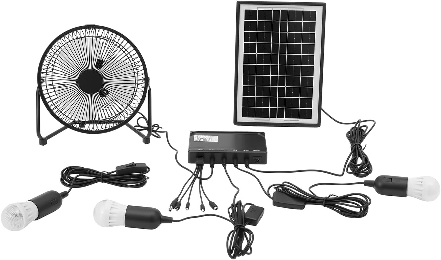 Photo voltaic Fan and Lamp Package, DC 12 Volt Out of doors Multi-Objective Photo voltaic Panel Package, Transportable Photo voltaic Powered Fan with 3 Bulbs, for Hen Coop, Shed, Picnic, Dwelling, Garden, Tenting, Backyard