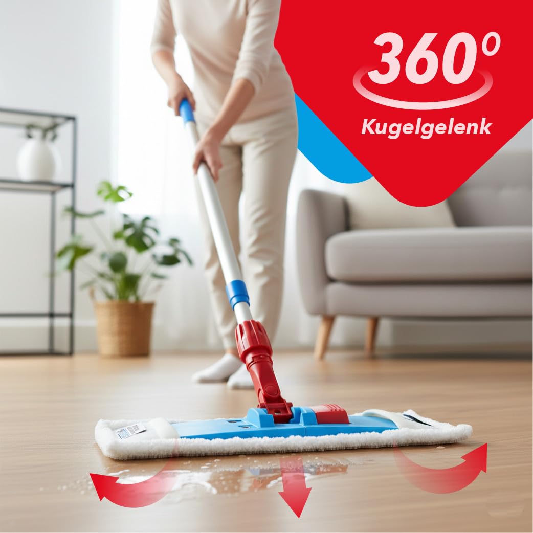 G.I.V. 5X Profi Magnet Klapphalter 50 cm, dunkelblau mit Trittmechanik & Magnetverschluss - für Taschen- & Laschenmopps - Klapphalter groß für alle gängigen Mopps - Bodenwischer für Gebäudereinigung