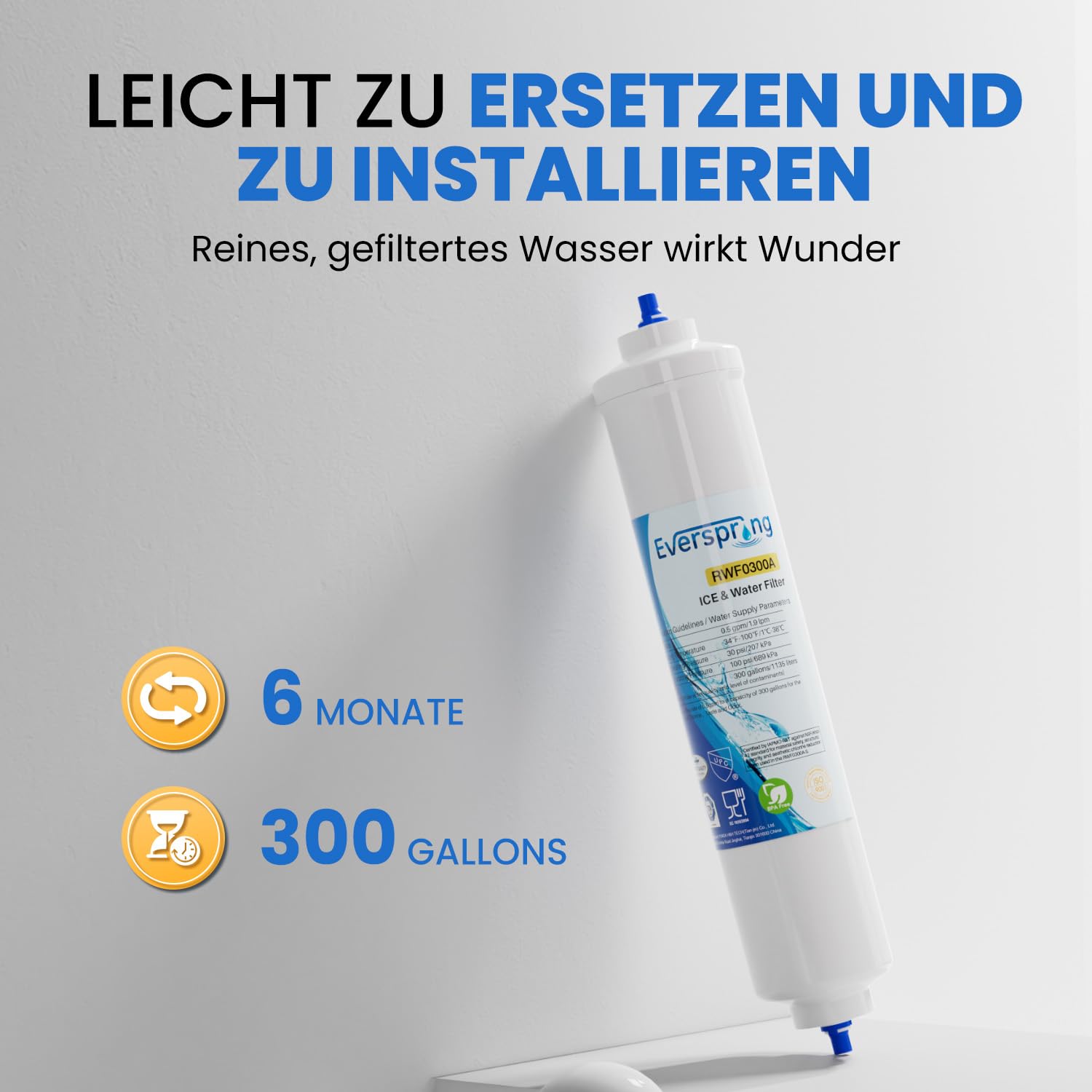 EVERSPRING Filtr wody do lodówki Kompatybilny z Samsung DA29-10105J, DA29-10105J HAFEX/EXP, DA99-02131B, WSF-100, EF9603, LG Inline Lodówka, 4 sztuki.