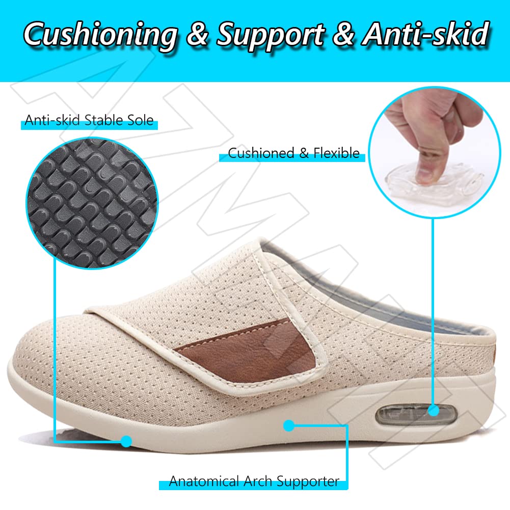 Chaussure Orthopédique, Sabots à Enfiler à Coussin d'air pour Femmes Chaussures de randonnée orthopédiques pour diabétiques, Baskets Mules pour Femmes,Noir,39 EU