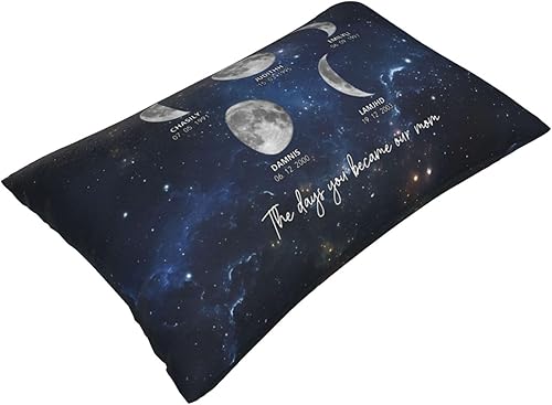 Miniatura 2 de Custom The Day You Became Our Mom Pillow Cover, Personalized Family Birth Moon Phase Pillowcases with Name Birthdate Gift for Mom Dad Father's Day
