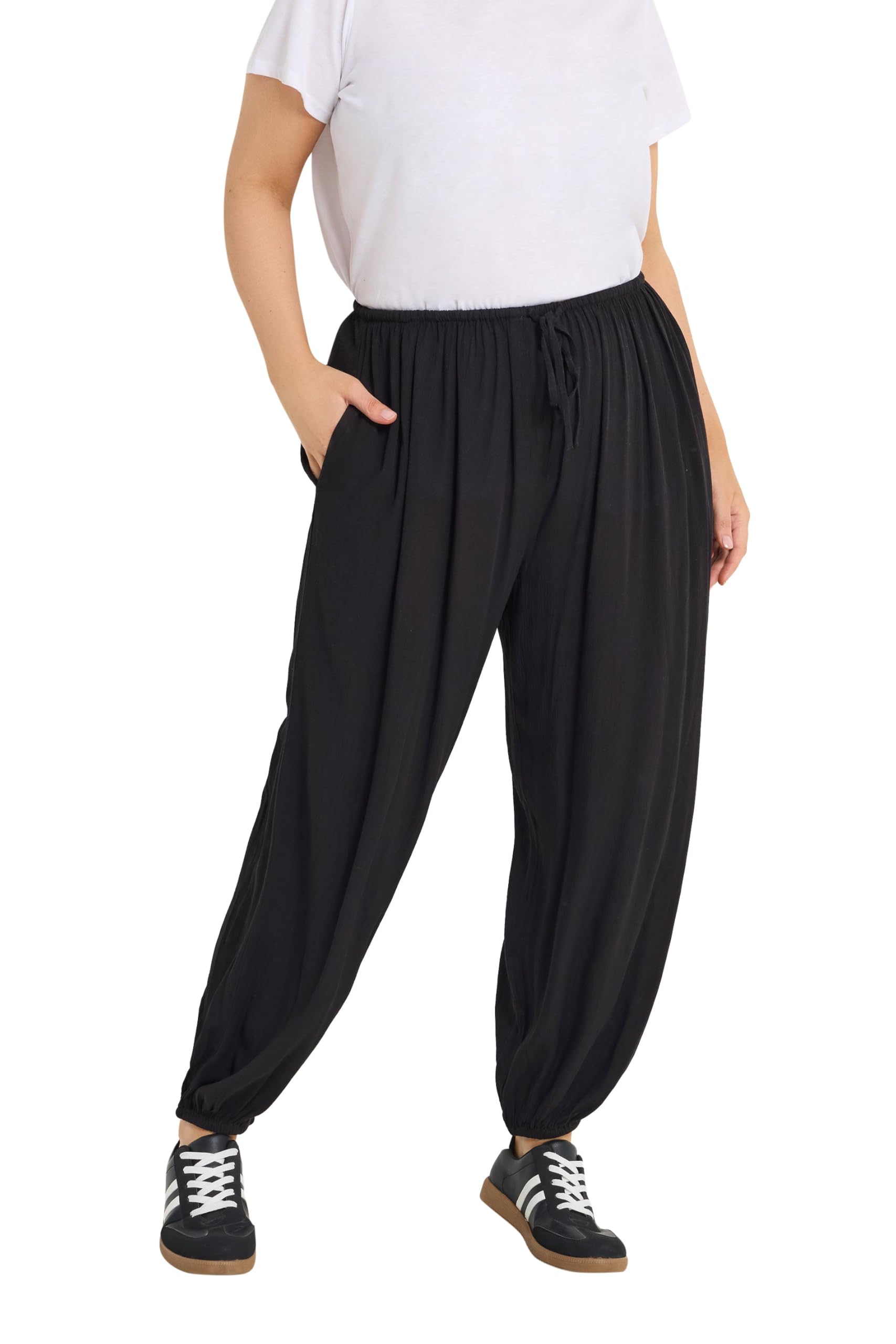 Yours Curve Cuffed Balloon Trousers - Women's - Plus Size Curve Black