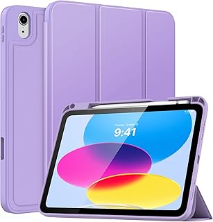 MoKo for iPad 10th Generation Case with Pencil Holder iPad 10.9 Inch Case 2022, Soft TPU Smart Stand Back Cover Case for iPad 10th Generation, Support Touch ID&Auto Wake/Sleep, Purple