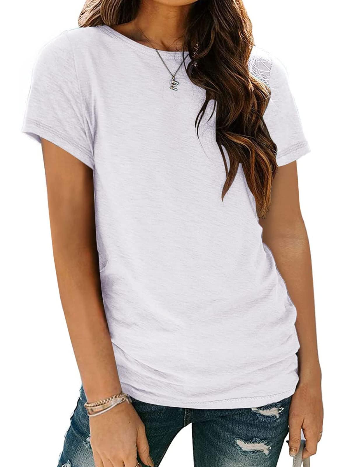 AirMood Maglietta estiva da donna, casual, con scollo rotondo