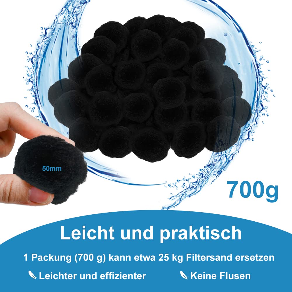 FIVMEN Palline filtranti per piscina per impianto filtrante a sabbia, 2800 g, sostituiscono 100 kg, sabbia di quarzo, in polietilene, per vasca idromassaggio, lavabile, per acquario, spa, pompa da