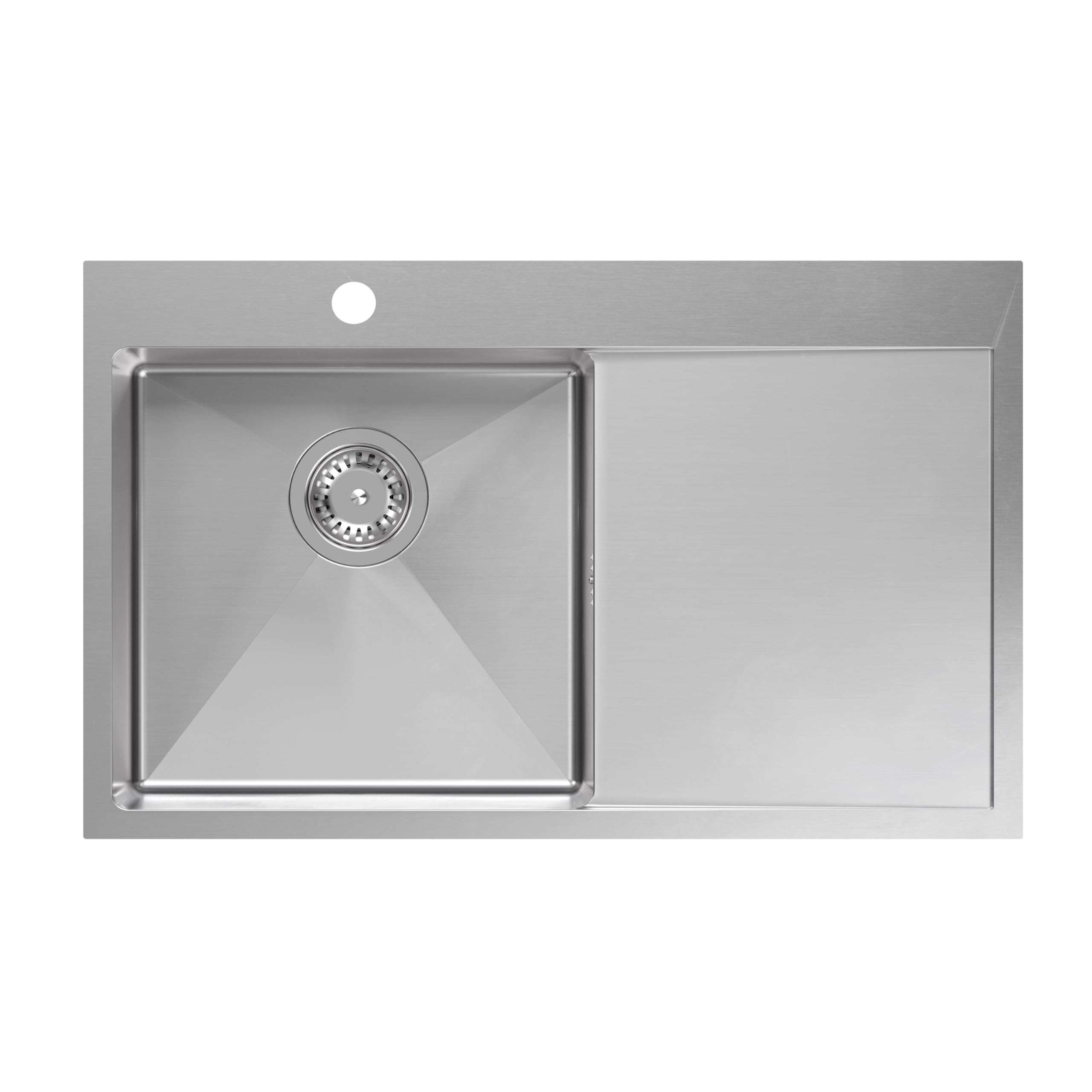 QUADRON Spülbecken Einbeckenspüle Edelstahlspüle | Größe 78 x 48 x 20 cm Farbe: Stahl | RUSSEL 111 Einbauspüle mit Hahnloch | Einzelbecken Küchenspüle mit Stahlkammer Edelstahl Stahlspüle