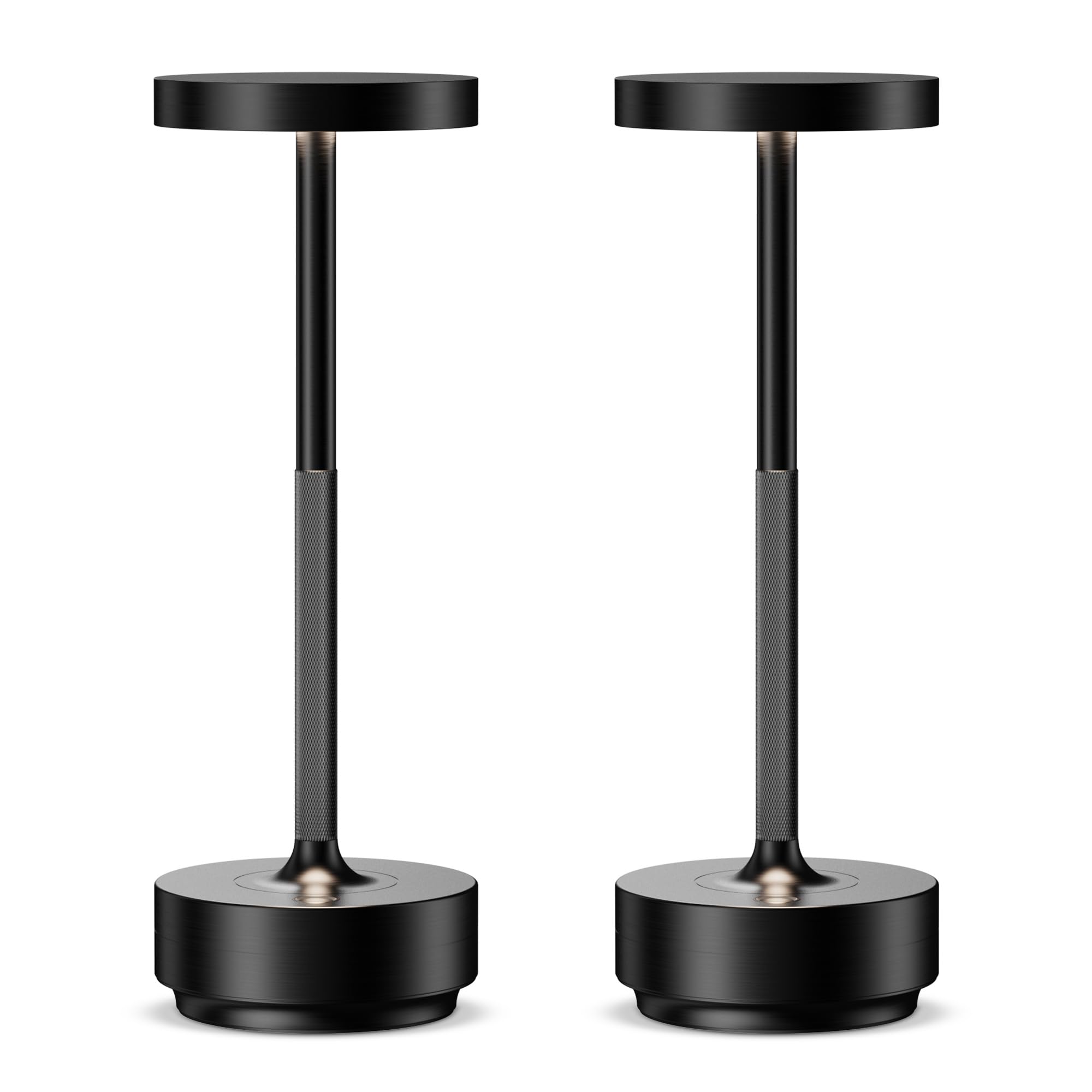 SLSMD Lampada da tavolo senza fili LED Ricaricabile Dimmerabile 5000mAh 3 Modalità di Luce Uso Interno/Esterno batteria Lunga Durata Trasportabile USB-C Lampada da tavolo (2x Nero)