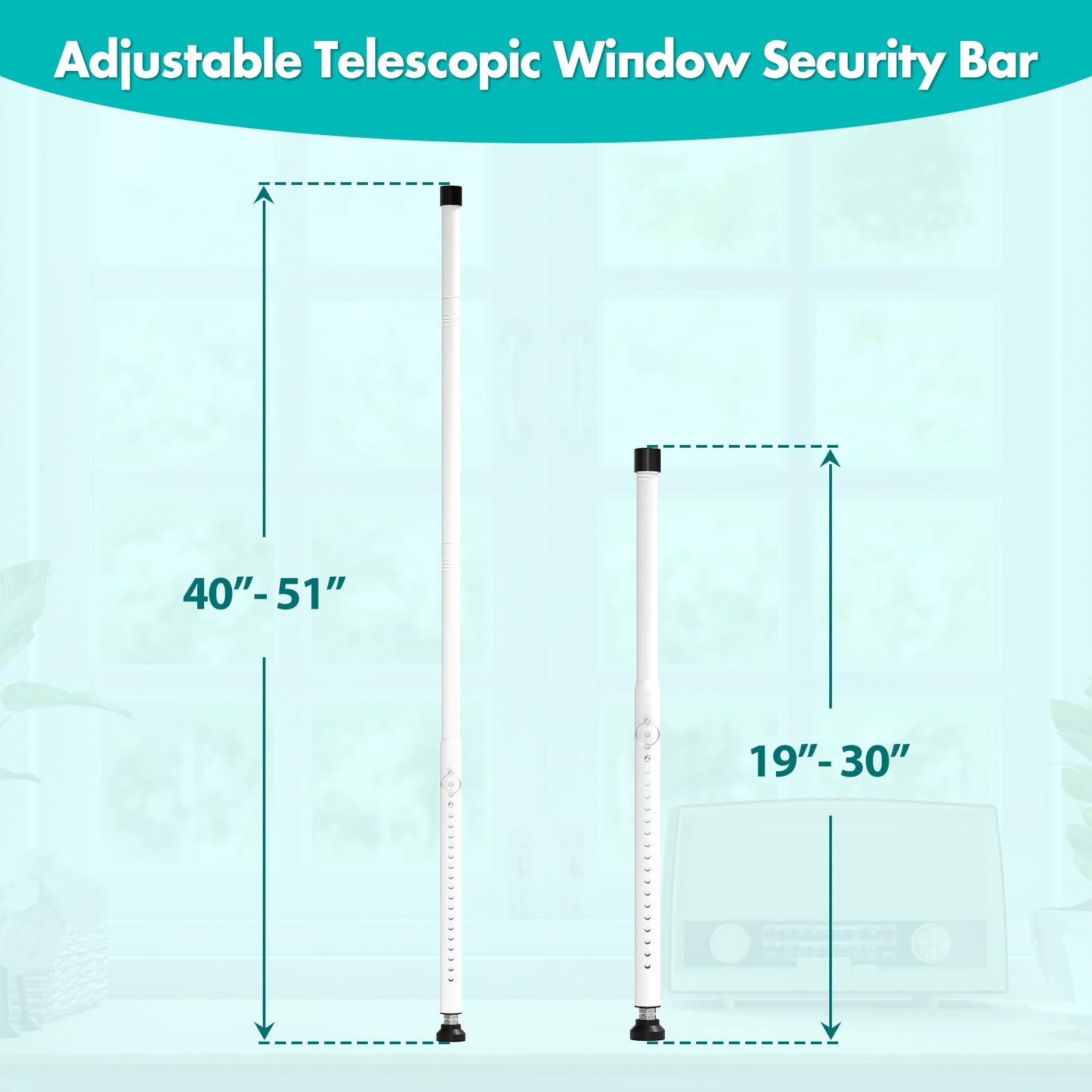 Adjustable Window Security Bar 17.9" To 51" - 2-in-1 Sliding Door & Window Lock For Home Safety - View #9