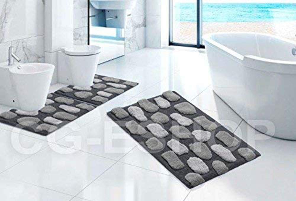 SWEMSTAR Set Di 2 Tappetini Da Bagno Antiscivolo E Assorbenti - 43,2x61 Cm + 50x80 Cm, Memory Foam - 3
