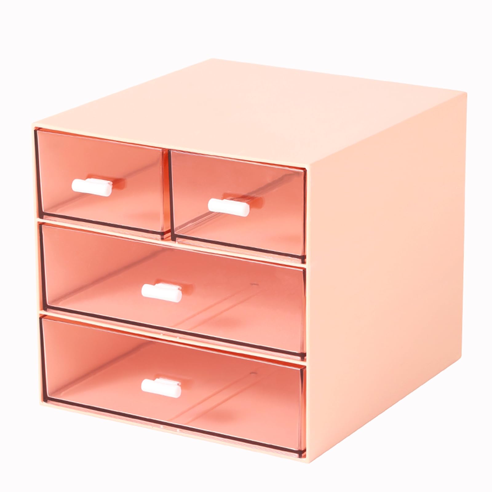 MILULUGO Makeup Organizer with 4 Drawers, Desk Organizer, Cosmetics Storage Box for nail polish, Lipstick, Brushes, Jewelry, Skincare, Bathroom