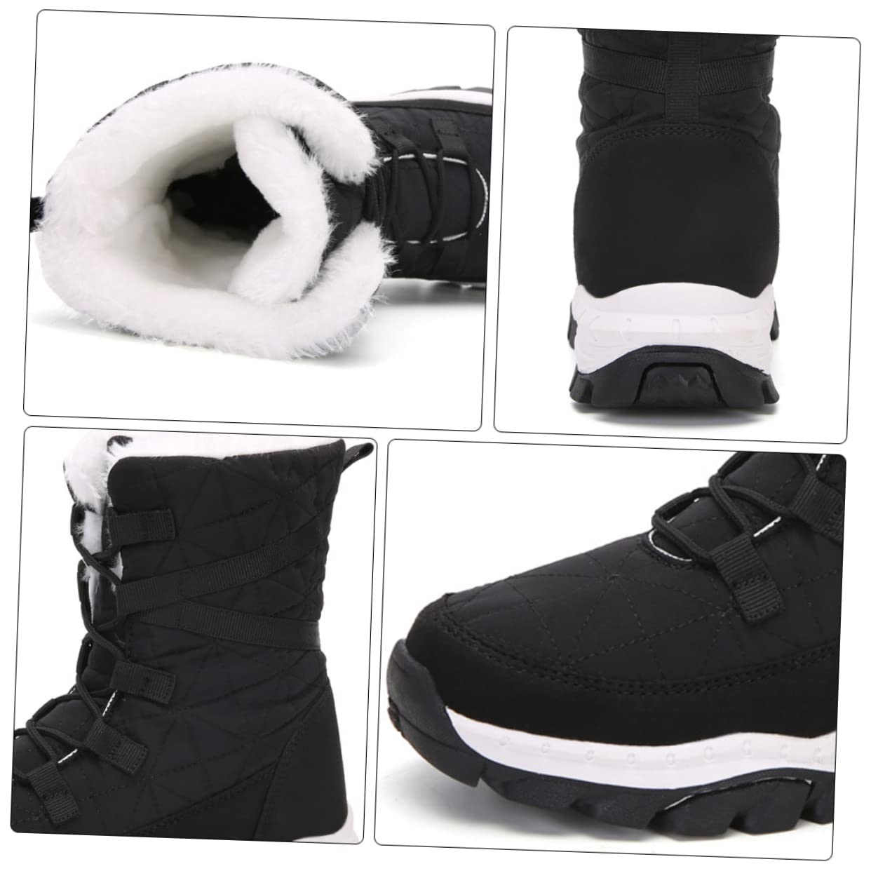 VANZACK Zapatos de Algodón Cálidos Botas de Invierno Botas de Cálidas Cómodas de Media Caña para Mujer