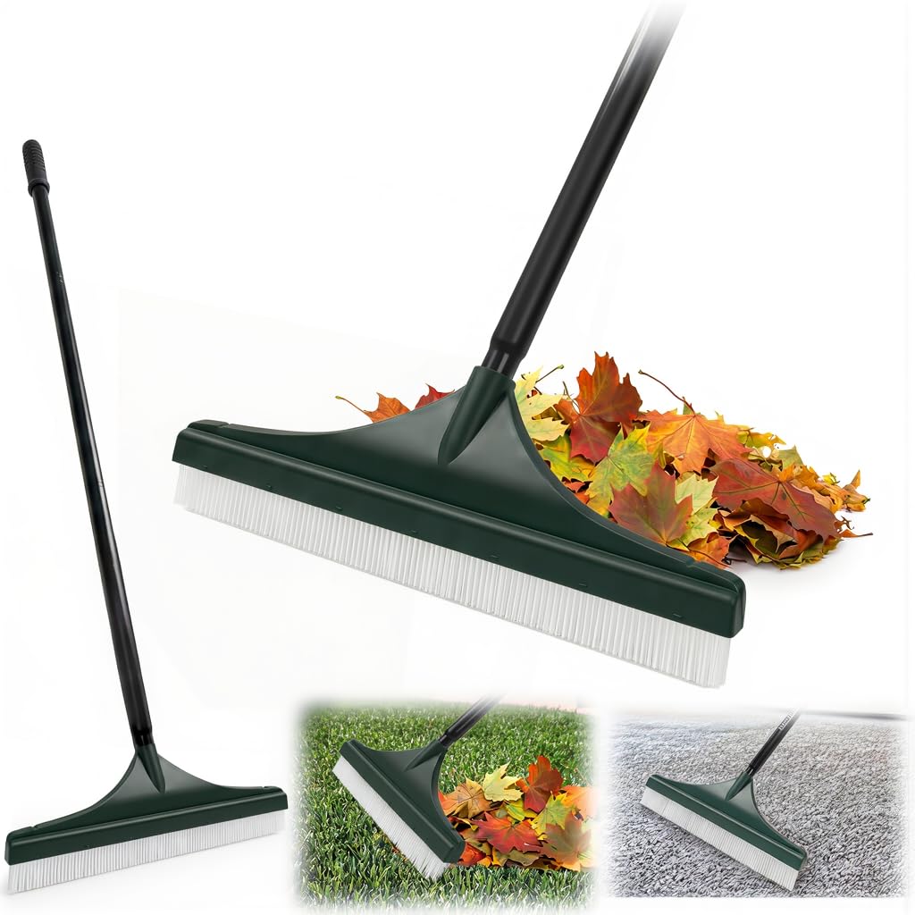 Artificial Grass Brush, 140cm Telescopic Handle, Stainless Steel and Plastic, Green, 43.5cm Brush Head, for Maintaining Artificial Lawns