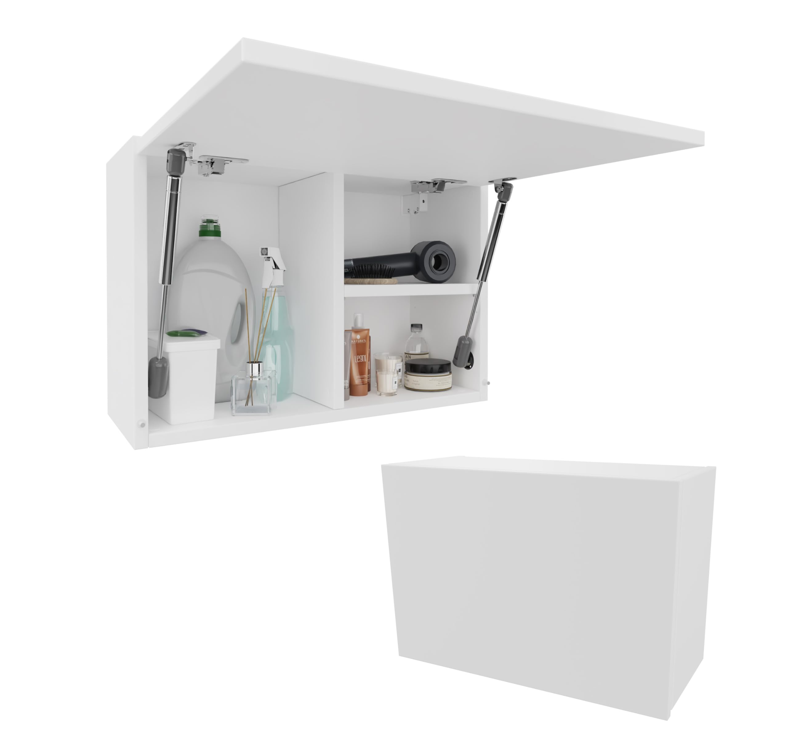 Bathroom Cabinet 60/80/120 Wide Bathroom Furniture Bathroom Folding Wall Cabinet High Gloss Matt White (White Matt/White Matt, 60 x 40 x 25)