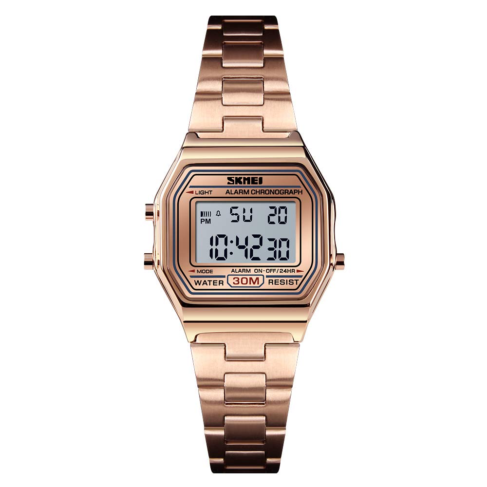 SKMEI Stainless Steel WomenS MenS Digital Electronic Square Led Sports Watch Multifunction Waterproof Daily Alarm Gold-Tone Watch - 1415 (B0C4NV9BRJ) Amazon Price History, Amazon Price Tracker