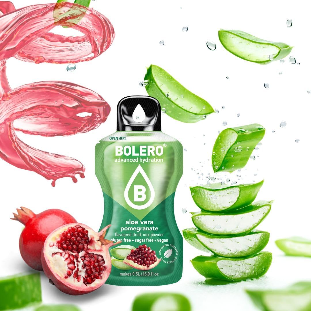 Bolero ALOE VERA MIX 24x9g | Saftpulver ohne Zucker, gesüßt mit Stevia + Vitamin C | geeignet für Kinder, Sportler und Diabetiker | glutenfrei und veganfreundlich