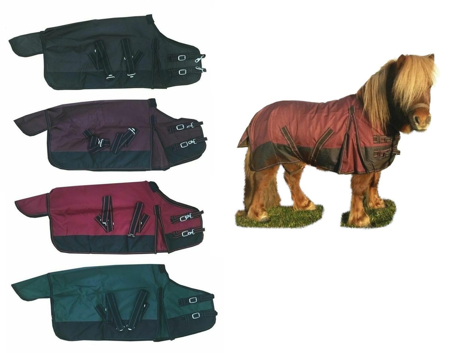 netproshop Regendecke für unsere Kleinen Falabella, Mini Shetty, Shetty, Pony Gr.75-115, Groesse:75, Farbe:Dunkelblau