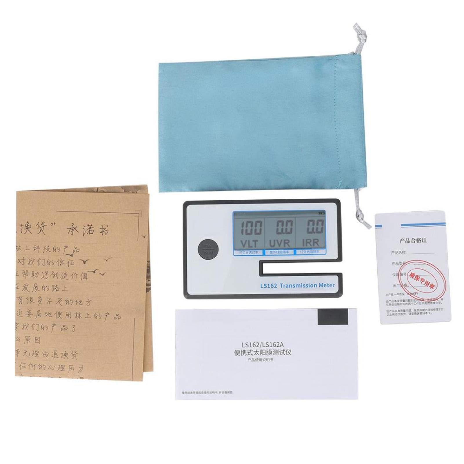 LS162 Misuratore di tinta per finestra digitale, Akozon tester di trasmissione del film solare Tester di rifiuto IR VLT UV