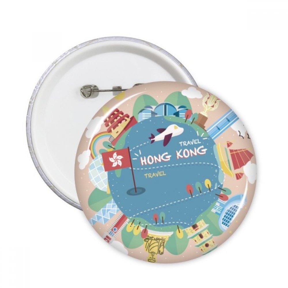 Badge Hong Kong pour customiser un sac à dos lot de 5 pins multicolores décoration vêtement