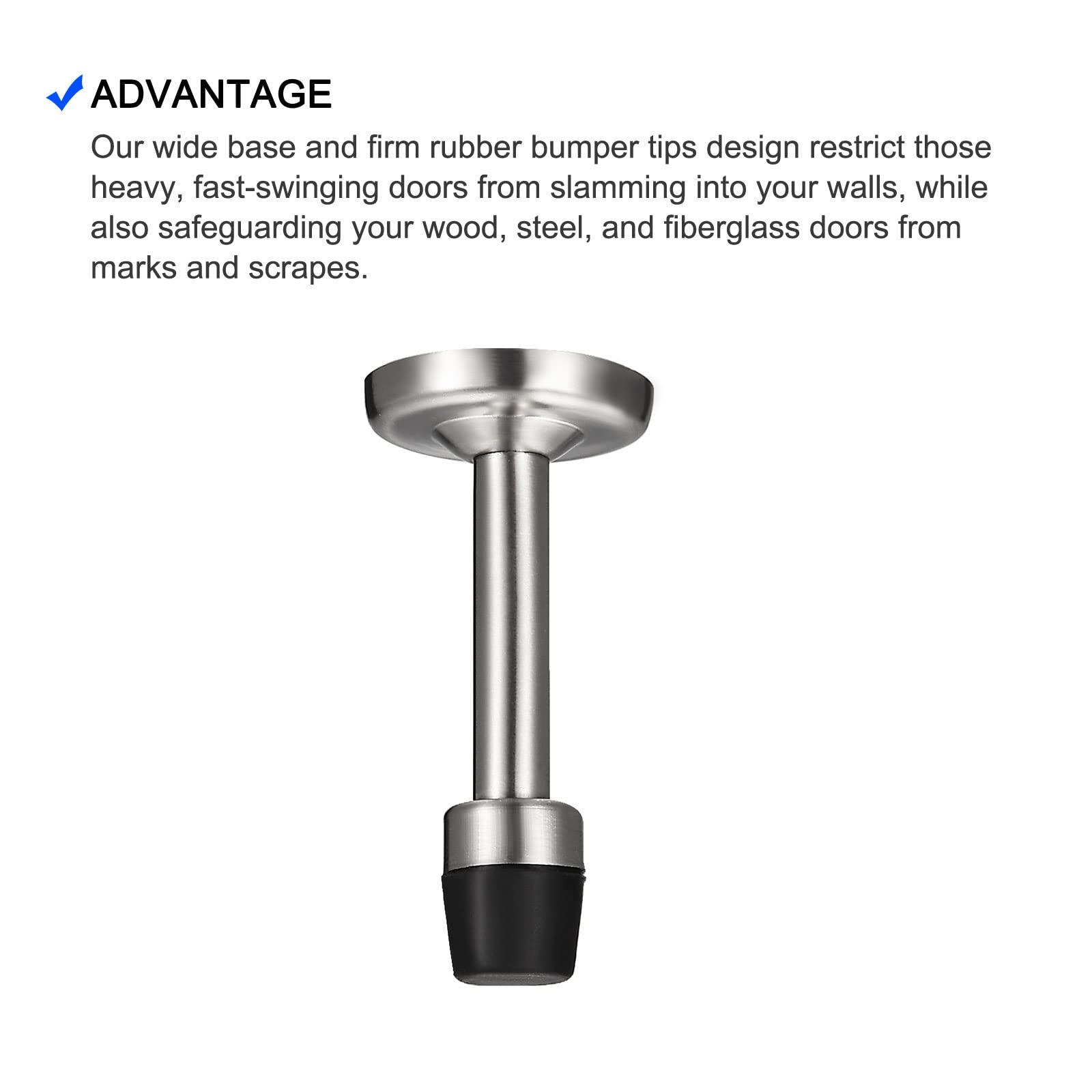 METALLIXITY Door Stop Wall Mount Door Stopper (78mm/3.07") 2pcs, Zinc Alloy Sound Dampening Door Stoppers with Screws - Image 4