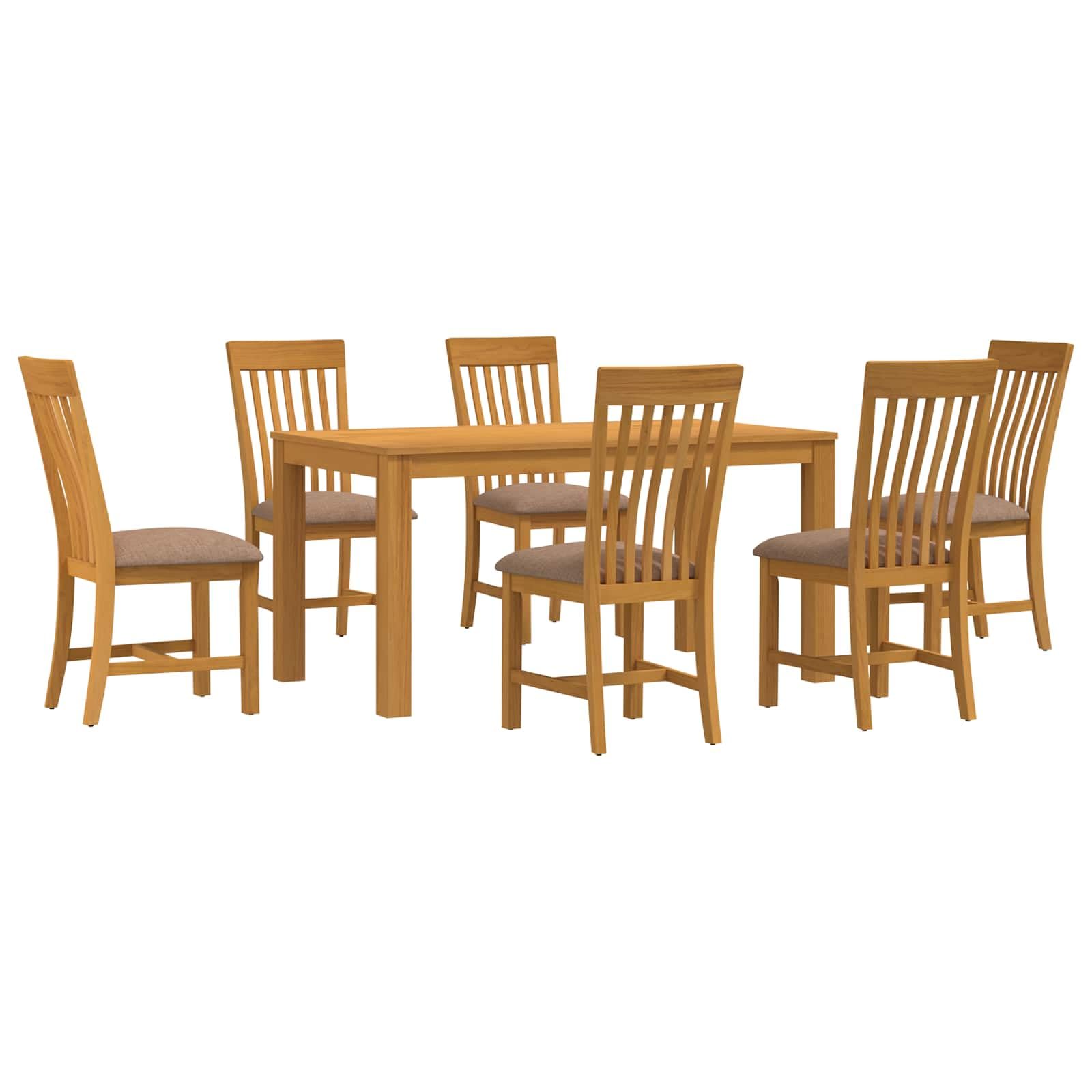 Genérico Conjunto de Comedor 7 uds. Gris Madera de Roble Sólido,Mobiliario,Conjuntos de Muebles,150 x 85 x 75 cm-3430374