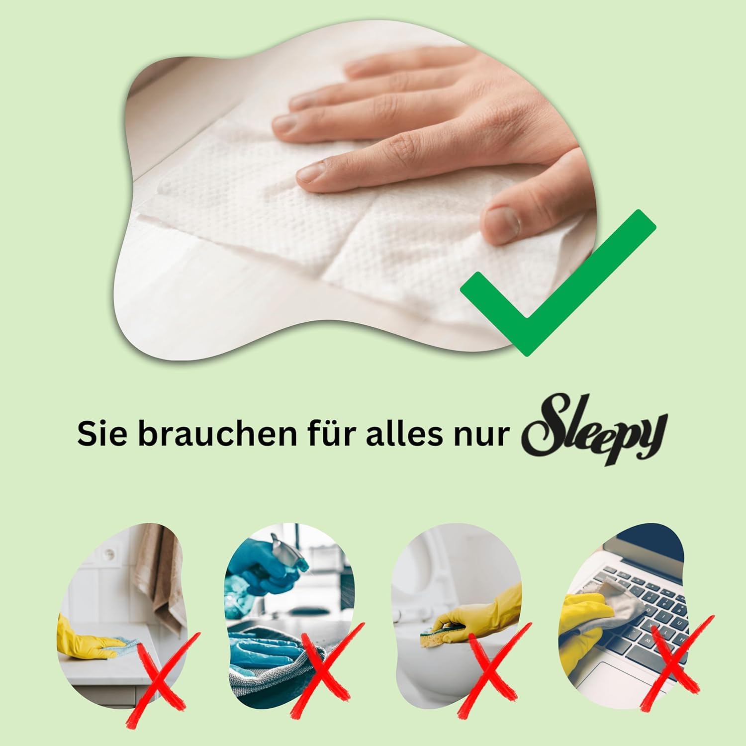 Sleepy Reinigungstücher für den täglichen Oberflächeneinsatz Reinigungstuch 6x100 Stück (Grün)