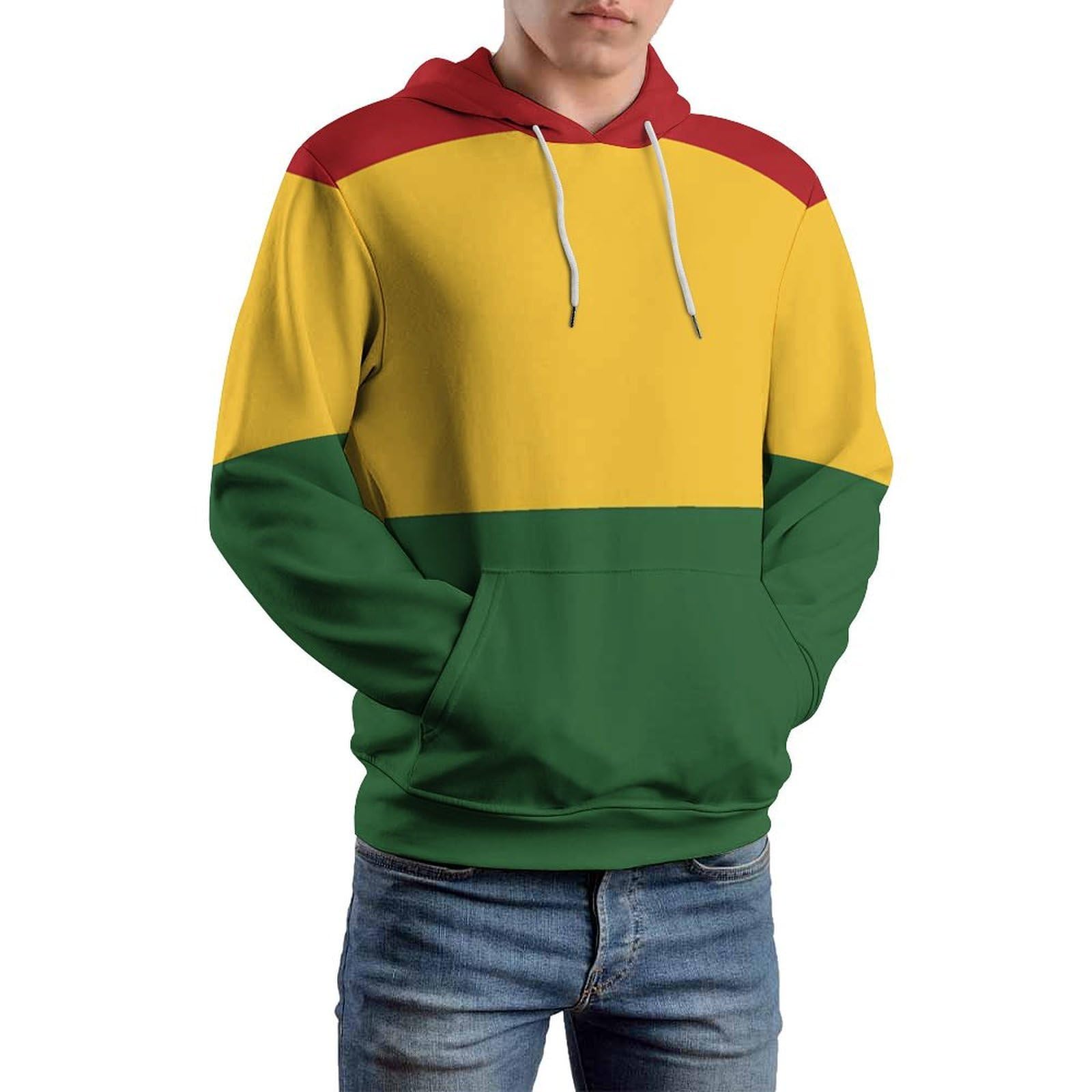 Felpa con cappuccio unisex con stampa con bandiera reggae Rasta, comoda, casual, con cappuccio