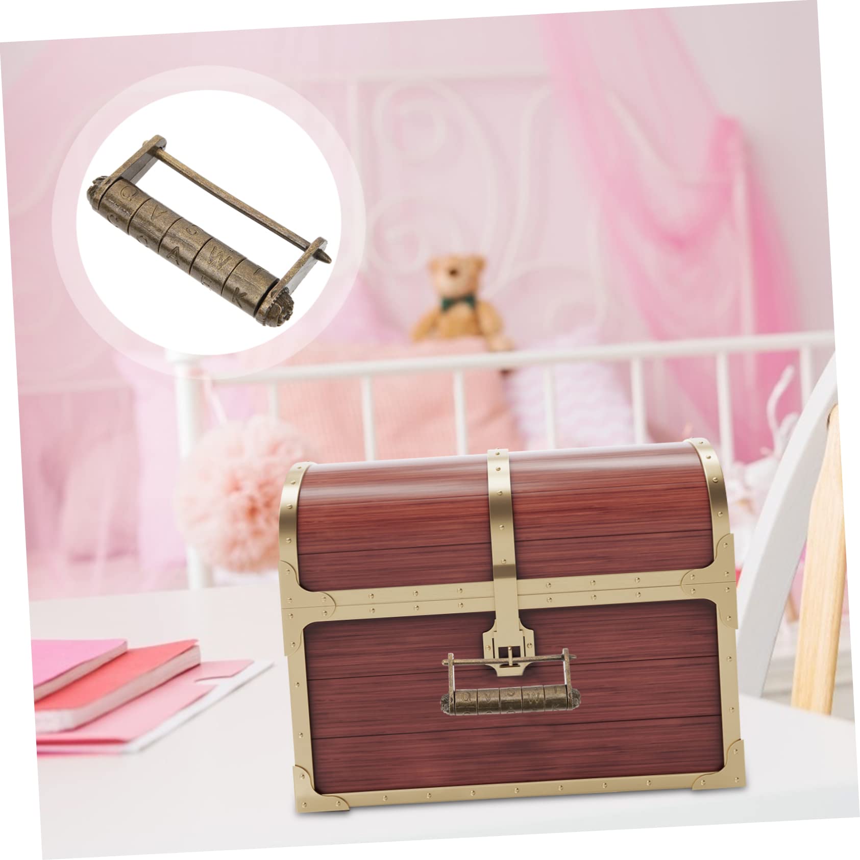 SEWACC Antique Combination Lock Chinese Style Padlock Rotating Word Lock Stable Zinc Alloy Unique Decorative