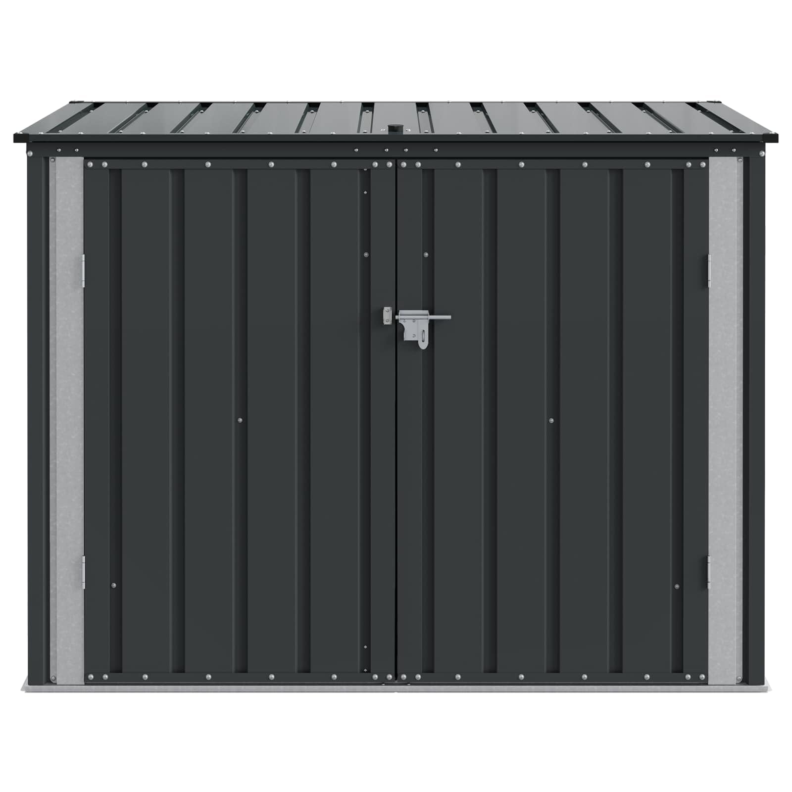 Metalowa szopa ogrodowa, czarna, 151,5 x 82 x 110,5 cm, odporna na warunki atmosferyczne, zamykana, z dużą ilością miejsca do przechowywania narzędzi ogrodowych, rowerów, kosiarek do trawy i