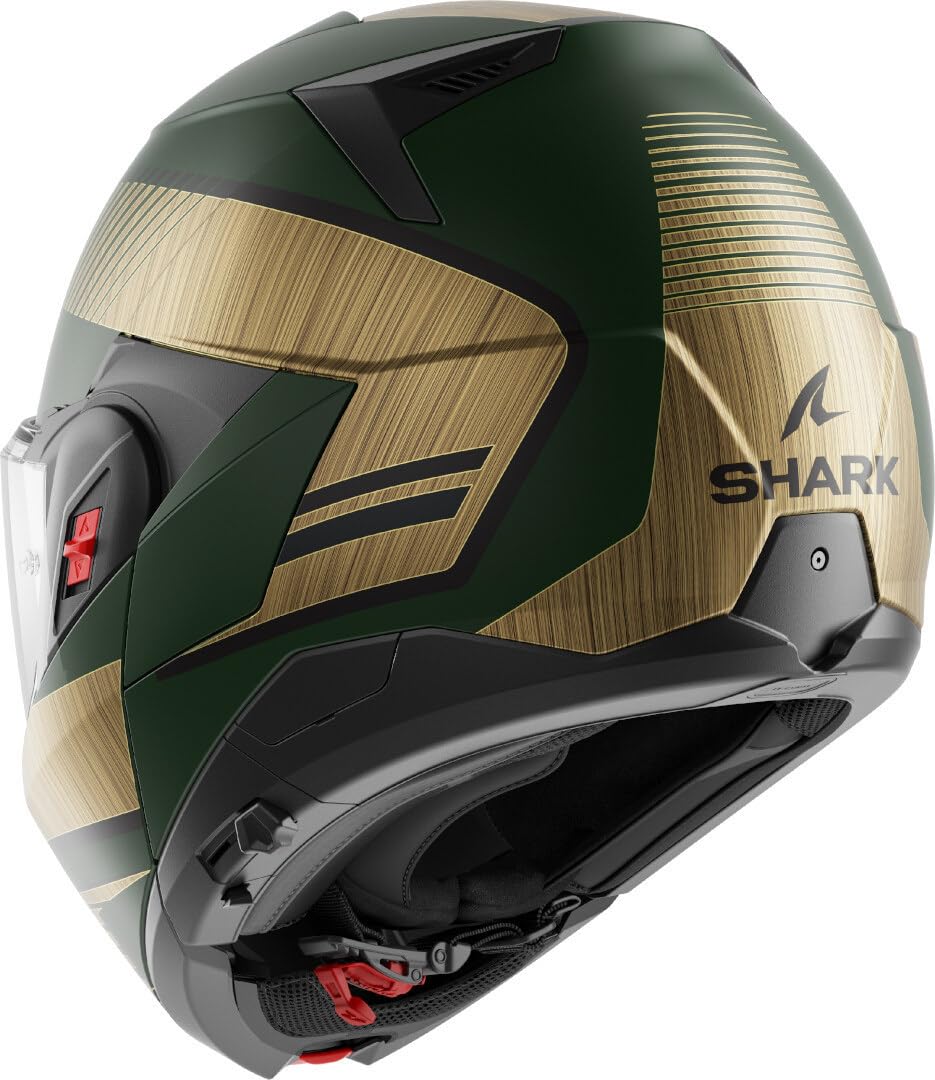 SHARK, Casque Moto Modulable OXO SIKTER Green Chrome Gold GUQ, L