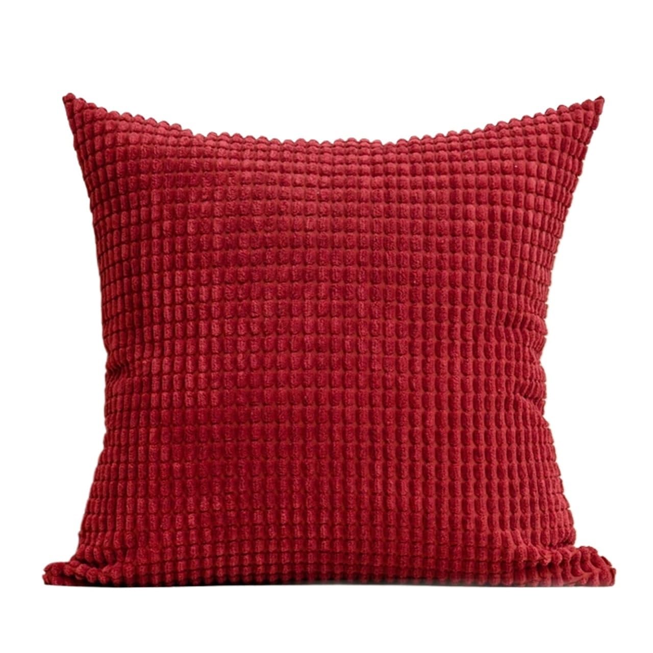 BFLCWSTD Cushion Covers Soft Corduroy Corn Kernel Cushion Cover Solid Color Pillow Suitable For Bedroom Sofa Chair Car Home Decoration(Red,600mm*600mm)