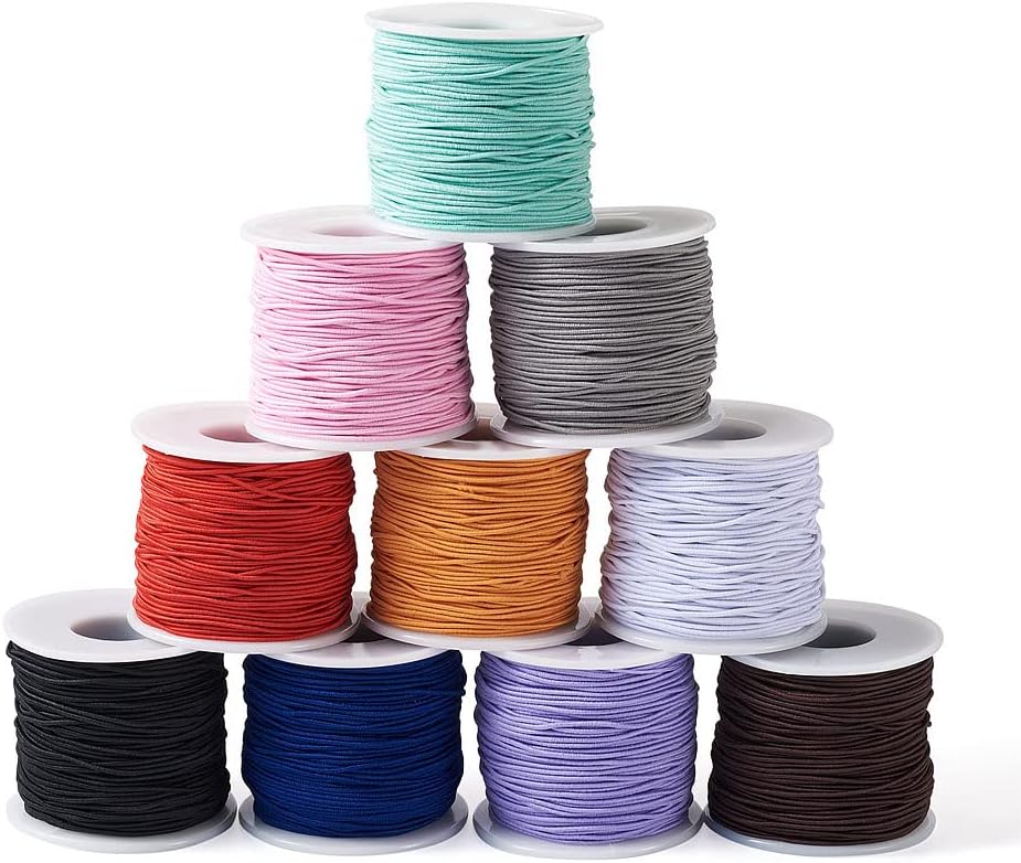 490 Yards 1mm Beading Elastic Cords Stretch String Elastic Cord Elastic Rope Crafting Threads for Jewelry Making Polyester Round Thread for Clothes Shoes