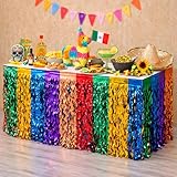 OHOME Cinco De Mayo Decorations - 2 Pack Table Skirts for Fiesta Party Decorations | Taco Table Decor Mexican Theme Birthday Accessories Favors