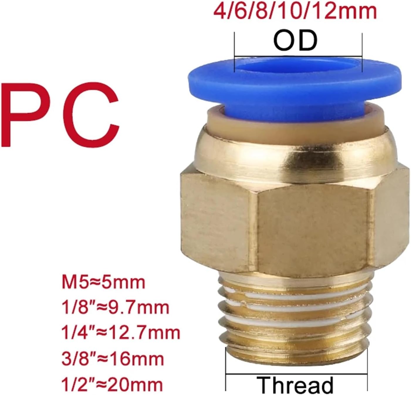 Pneumatic Air Connector Fitting PC/PCF/SL/PB/PL 8mm Thread M5 3/4&