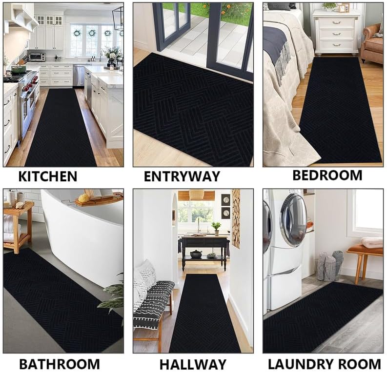 Hallway Runnner Rug Non Slip Rubber Backing Carpet 2x5 ft Custom Size, Heavy Duty Long Rug for Entryway, Kitchen, Garage, Stairs, Front Door, Laundry Room, Commercial Use