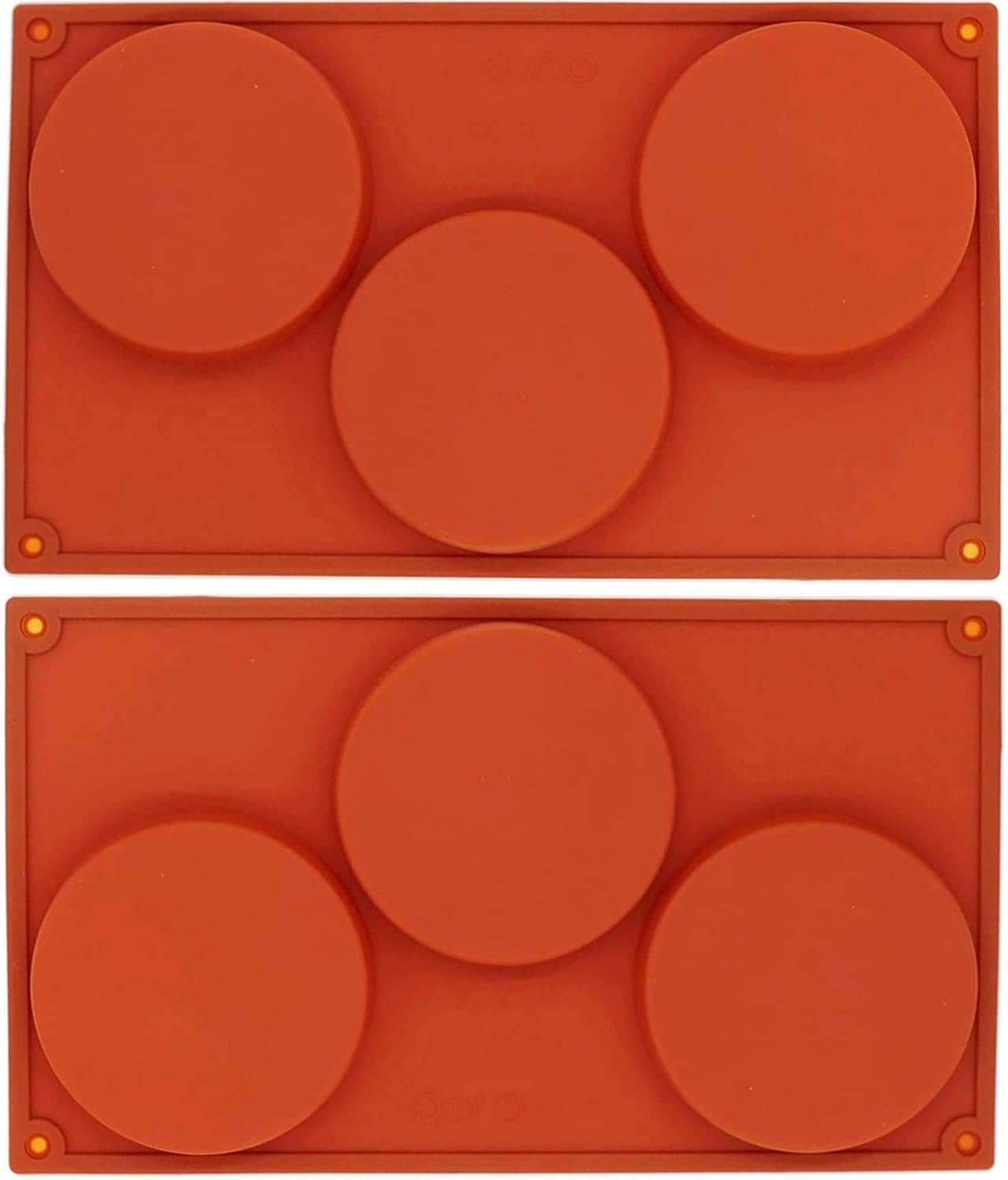 3-Cavity Large Round Silicone Disc Cake, Pie, Custard, Tart and Resin Coaster Mold(2Pack)