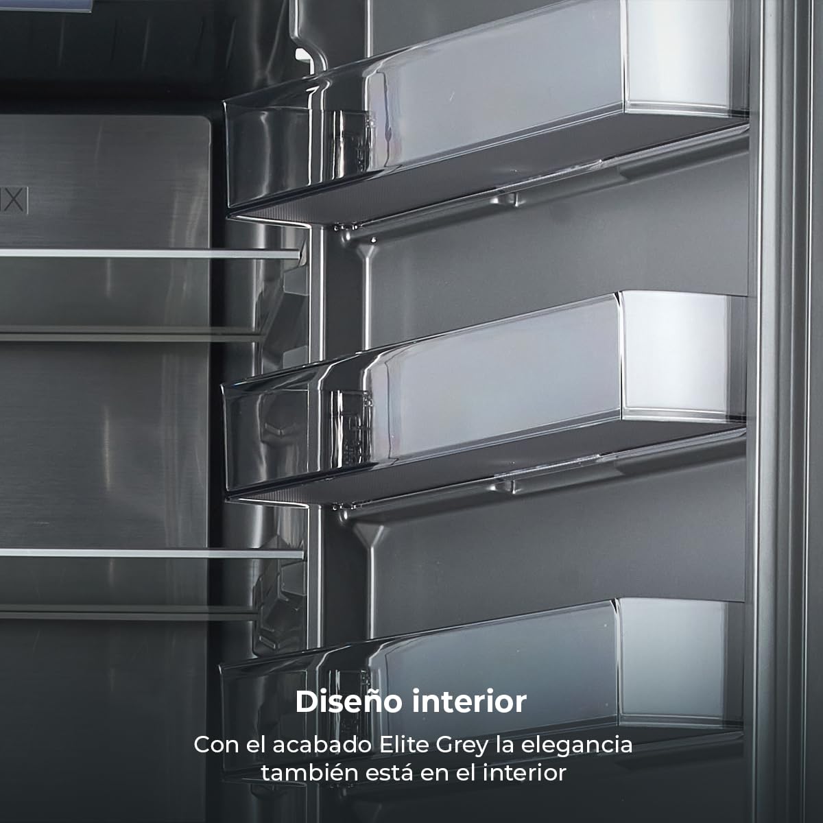 Cecotec Frigorífico Combi No Frost de 405L Bolero CoolMarket Combi 405 MC Elite Black Glass D. 200 cm de Alto, 59,5 cm de Ancho, Clase D, MetalFlex Cooling, Fresh Flex, Interior en Elite Grey, Negro