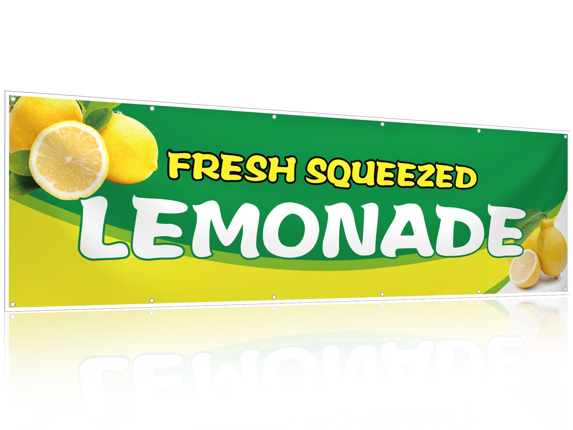 HunnmingRe 3 x 10 ft Lemonade Sign Vinyl Banner Fresh Squeezed Lemonade Stand Supplies Lemon Flag for Indoor Outdoor Business Restaurant Advertising Banner