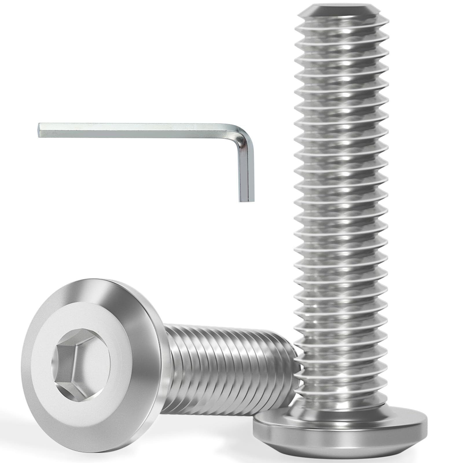 VGBUY M8-1.25 x 18 mm 45Pcs Flat Head Hex Socket Cap Screws Bolts,304 Stainless Steel 18-8,Full Thread,Hex Spanner Included (VG30122)