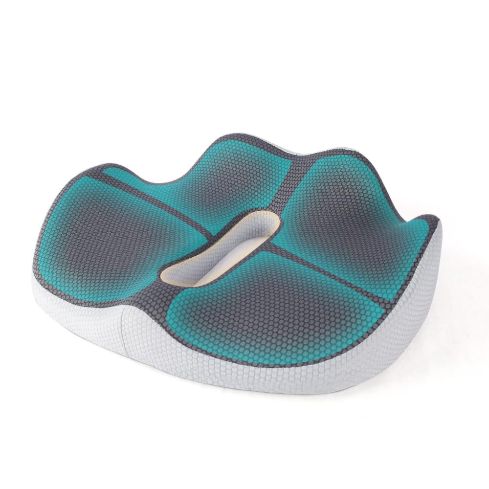MARUPA Cojín Coxis Ortopédico Viscoelástico 37×44×10 cm | Alivio Dolor Espalda y Postura | Silla Oficina, Coche, Silla de Ruedas | Funda Lavable | Base Antideslizante