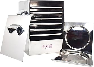 Onions Stainless Steel Cauka/Square/Cubic Idly Cooker 6 Plates comes with 6 Regular Idly & 2 Tatte Idly/Dhokla Plates. Gas Stove and Induction Stove Compactible FOR HOME USE