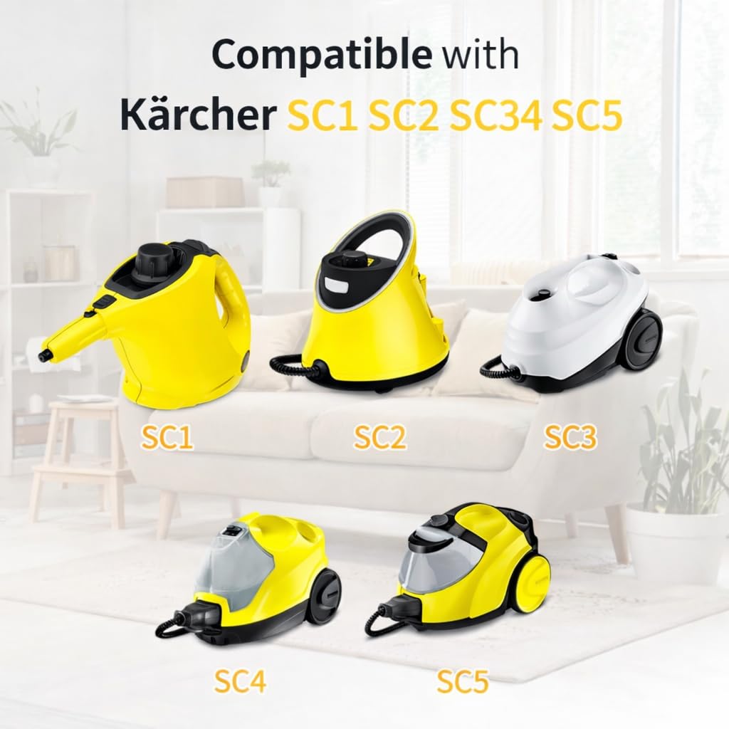 Lot de 18 d’Accessoires pour Nettoyeur Vapeur Kärcher SC1 SC2 SC3 SC4 SC5 EasyFix, Serpillières Microfibre, Brosses Nylon/Laiton, Buse Jet, Rallonge, Suceur, Joints de Rechange