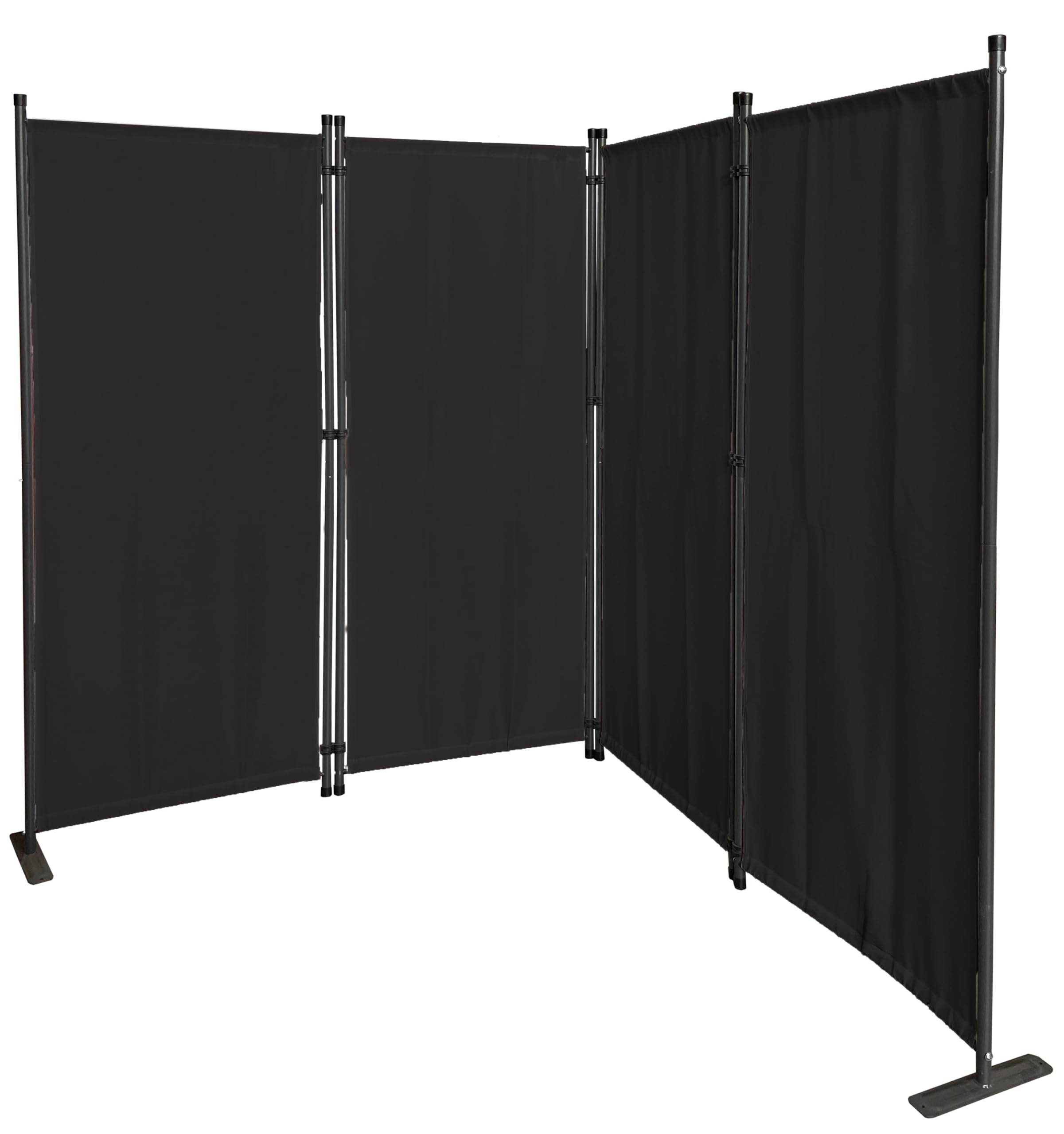 QUICK STAR 2 pièces Paravent 220 x 165 cm Séparateur de Tissu Jardin en 4 Parties Pliable Balcon Écran de confidentialité partition Noir